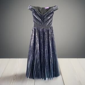 Ralph Lauren Purple Label Camari Sequin Embellised Dress Sz 4 Black Gown Tulle